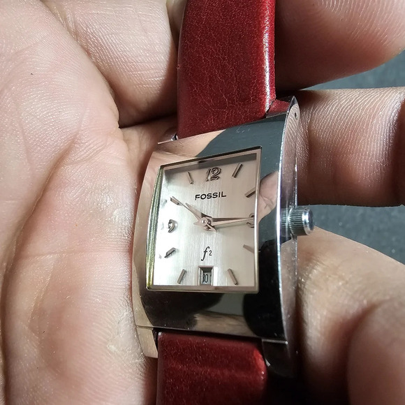 Fossil F2 Ladies Quartz Watch Silver Tone Rectangle Resd Strap Working ES-9584 s - Picture 5 of 7